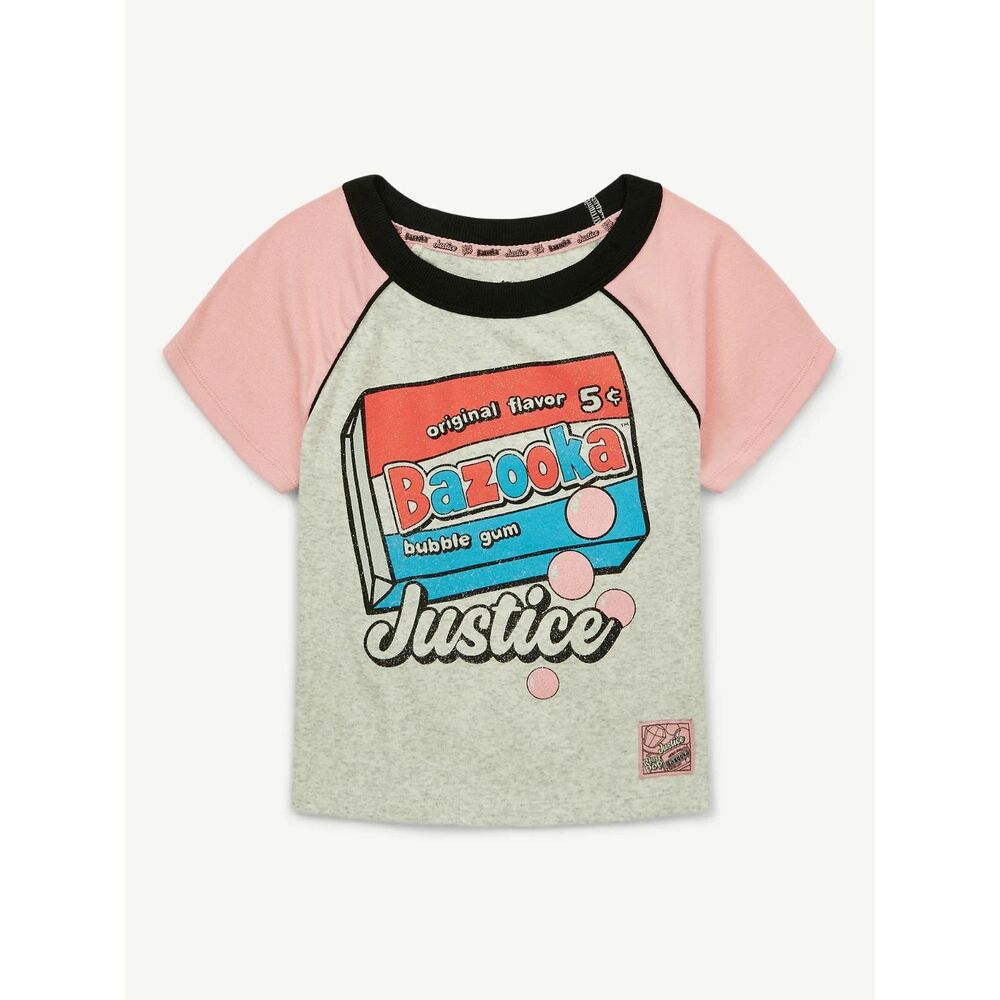 Justice Girls Bazooka Collab Raglan Baby Tee – Size Small (7/8)